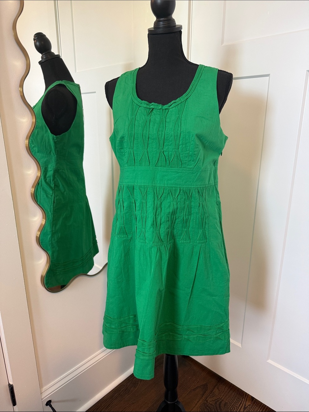 Frances Valentine Bright Green Ribbon Sleeveless A-Line Dress